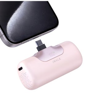 아이워크 도킹형 미니 보조배터리 일체형 초고속충전 기내반입 5500mAh, 핑크
