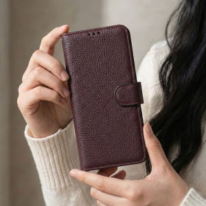 국내 생산 폰누리 천연소가죽 카드수납 지갑 다이어리 케이스 버건디, LG Q8 2018
