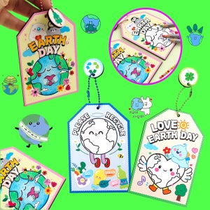 지구의 날 환경보호 인쇄 우드 재활용 색칠 키링 만들기 지구 사랑 북금곰 펭귄