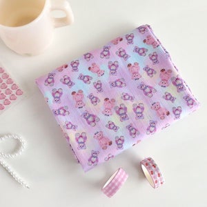 DTP 프린팅 40수 캐릭터 면원단 솜사탕베어 SL926