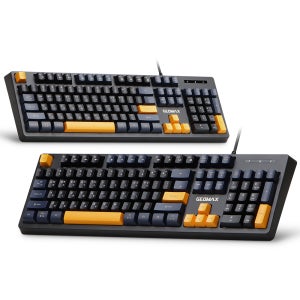 지오맥스 LED 저소음 104 풀배열 유선 키보드 블랙+옐로우(GM-YK2100 BY), 멤브레인