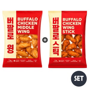비케이알 버팔로윙+봉 세트 냉동치킨 닭날개 에어프라이어 치킨스틱