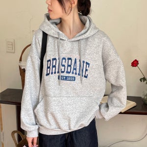 캐주얼 오버핏 브리즈 자수 레터링 티셔츠 여성 후드티 여자 맨투맨 박스티