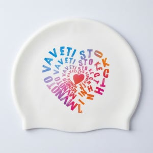 올라 무지개 하트 이마 자국없는 머리 조임 없는 이쁜 코팅수모 귀여운 커플 수영모자 화이트