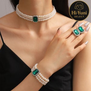 [반짝감성] 프렌치 큐빅 비즈 귀걸이 팔찌 목걸이 쥬얼리 세트