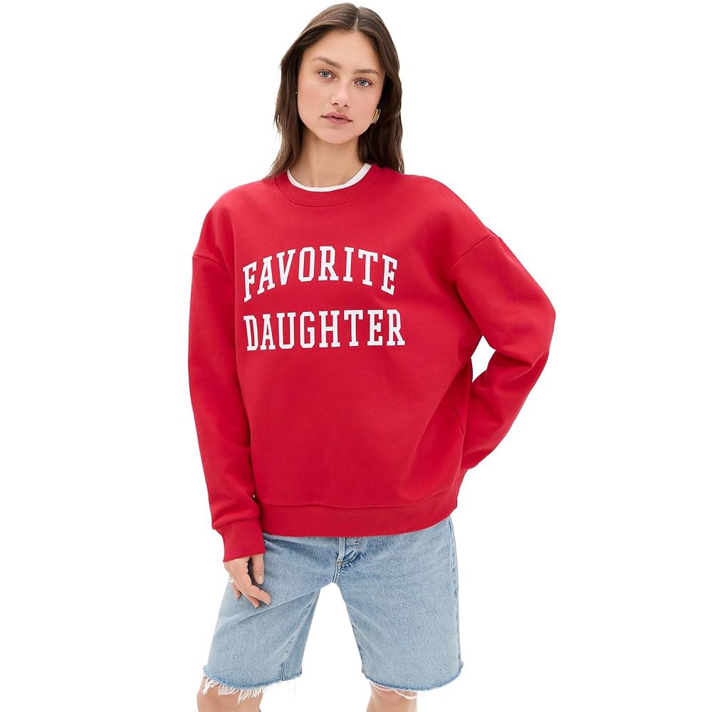 Favorite Daughter 여성용 컬리지엇 스웨트셔츠 SFEQO 블랙 화이트. XS