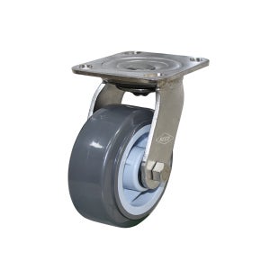 KCCY 스텐바퀴 5인치 127mm 중량 회전 우레탄바퀴 회색 스테인리스 대차캐스터 롤러베어링타입