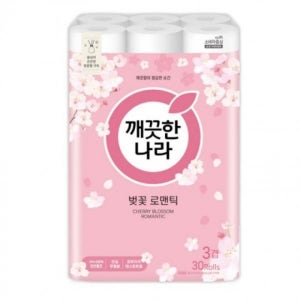 깨끗한나라 벚꽃 로맨틱 천연펄프 화장지, 27m, 30개입, 1개