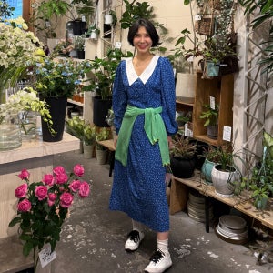 MERCI-2836 블루티 플라워 조이 카라 롱원피스