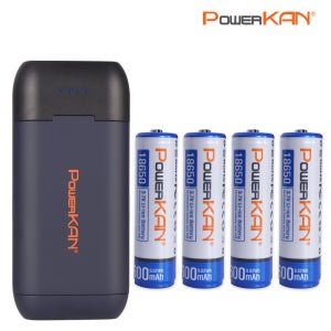 POWERKAN PW2 보조배터리기능 탑재 충전기+18650 4개입