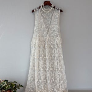 시스루 플라워 레이스 뷔스티에 롱원피스