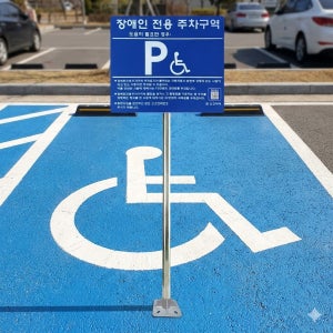 국산 장애인 전용 주차구역 표지판 지주 세트 700X600