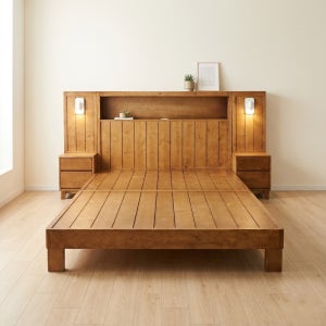 베르데퍼니처 시크릿2 통원목 LED조명 호텔 튼튼한 평상형 침대 프레임 슈퍼싱글