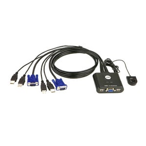 KVM 스위치 RGB 2포트 케이블일체형 D-sub VGA 컴퓨터 모니터 에이텐