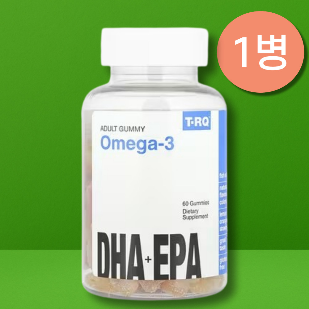 TRQ <b>오메가3 구미</b> 젤리 레몬오렌지딸기맛 60개 DHA EPA 지방산 <b>피쉬</b>오일