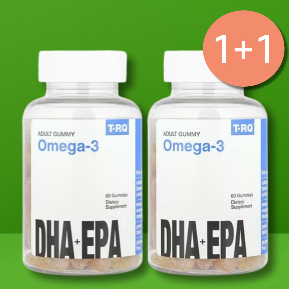 TRQ <b>오메가3 구미</b> 젤리 레몬오렌지딸기맛 60개 DHA EPA 지방산 <b>피쉬</b>오일 2개