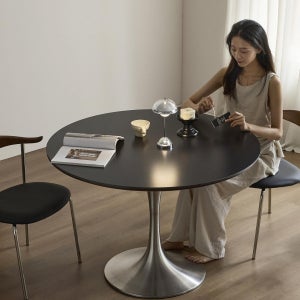 원형 사이드테이블 유광 카페 원룸 사이드 거실 테이블 트리플라멘트 원형 테이블 80cm 블랙