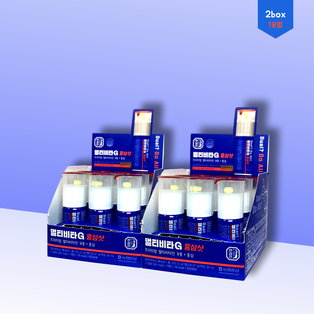 [농협한삼인] 멀티비타G 홍삼샷 마시는 고함량 비타민+6년근 활력 에너지 9개입, 2개