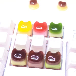 고양이 모양 푸딩 키캡 5가지 맛(딸기 망고 말차 초코 초코말차)키보드 포인트키캡 꾸로