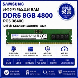 삼성 데스크탑 RAM DDR5 8GB 4800 PC5 38400 M323B1G40BB0 CQK