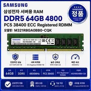 삼성 서버용 RAM DDR5 64GB 4800 PC5 38400 ECC REG M321R8GA0BB0 CQK