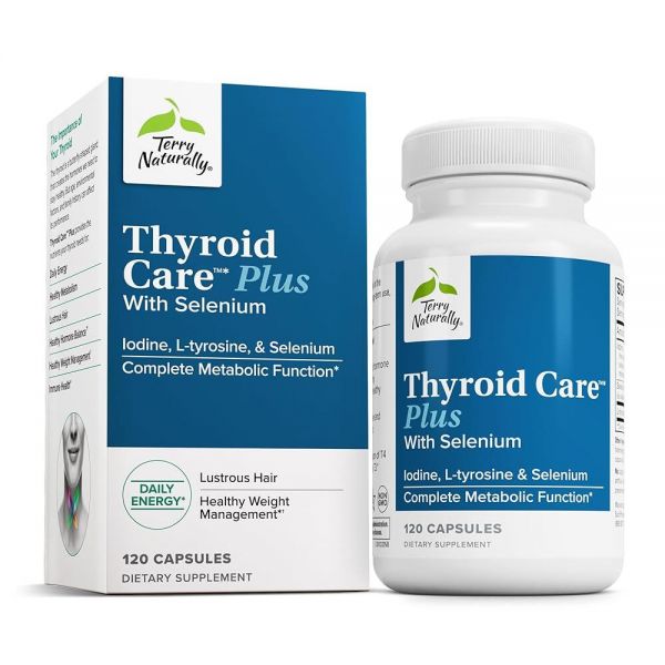 Thyroid Care 목 보조 에너지 건강한 <b>모발</b> 지원 L티로신 셀레늄 120 <b>테리 내추럴리</b>