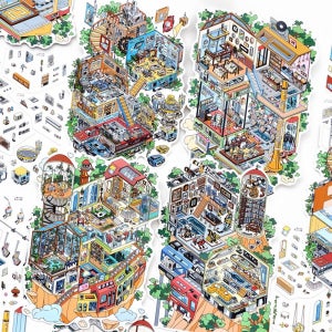 [클리프 월드 프로젝트] 오늘 영업중 38.0, 3D 집 꾸미기 스티커 빅사이즈 4종세트(핀셋포함)