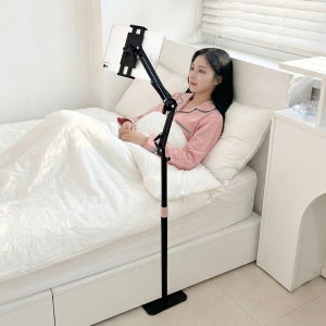 뷰씨 태블릿 거치대 아이패드 갤럭시탭 침대 자바라 높이조절 접이식 탄소강 스탠드