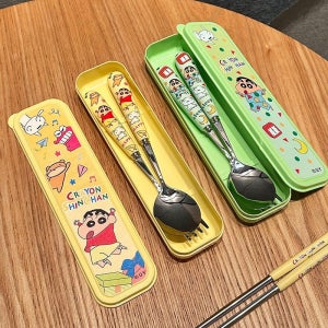 짱구 휴대용 수저세트 캐릭터 도시락 숟가락 포크 젓가락 3종 케이스세트