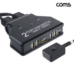 Coms HDMI KVM 스위치 선택기 2대의 PC를 버튼 하나로 전환 제어 4K 60Hz TB990