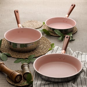 롤스보일 G6 친환경 세라믹코팅 스텐 프라이팬 22cm 핑크