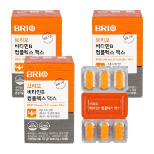 브리오 비타민B 컴플렉스 맥스 고함량 고농축 B군 B12 100 영양제 30정, 3개