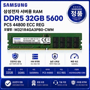 삼성 서버용 RAM DDR5 32GB 5600 PC5 44800 ECC REG M321R4GA3PB0 CWM