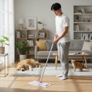 이지탭 밀대 원터치 물걸레 쉬운 교체 다용도 청소밀대