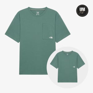 [노스페이스 아웃도어] NT7UR53C 유니 체스트 포켓 라운드티 SEA PINE