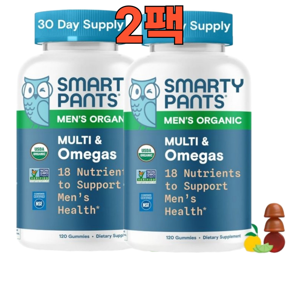 스마트팬츠 남성 종합 멀티비타민 오메가3 에너지 보충제 혼합과일맛 90정 2팩