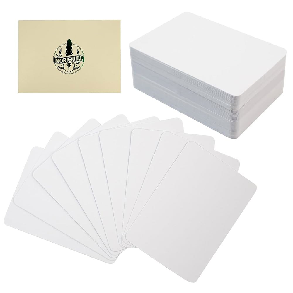 모리킬 ATC 카드 100매 흰색 300gsm 무산 재고 둥근 모서리 아티스트 트레이딩 White