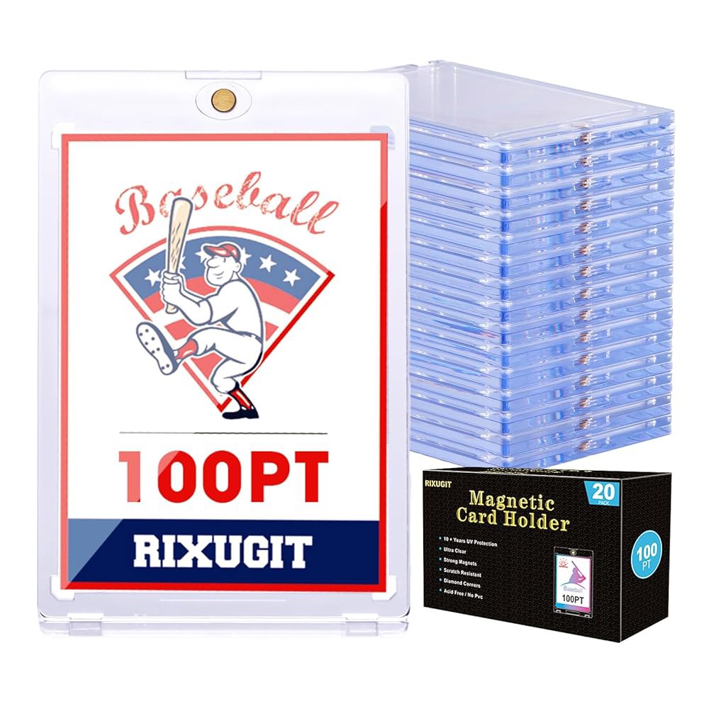 20팩 원터치 마그네틱 카드 홀더 - 100파운드 야구 트레이딩 자외선 차단 스포츠 20ct 360PT Card Holder