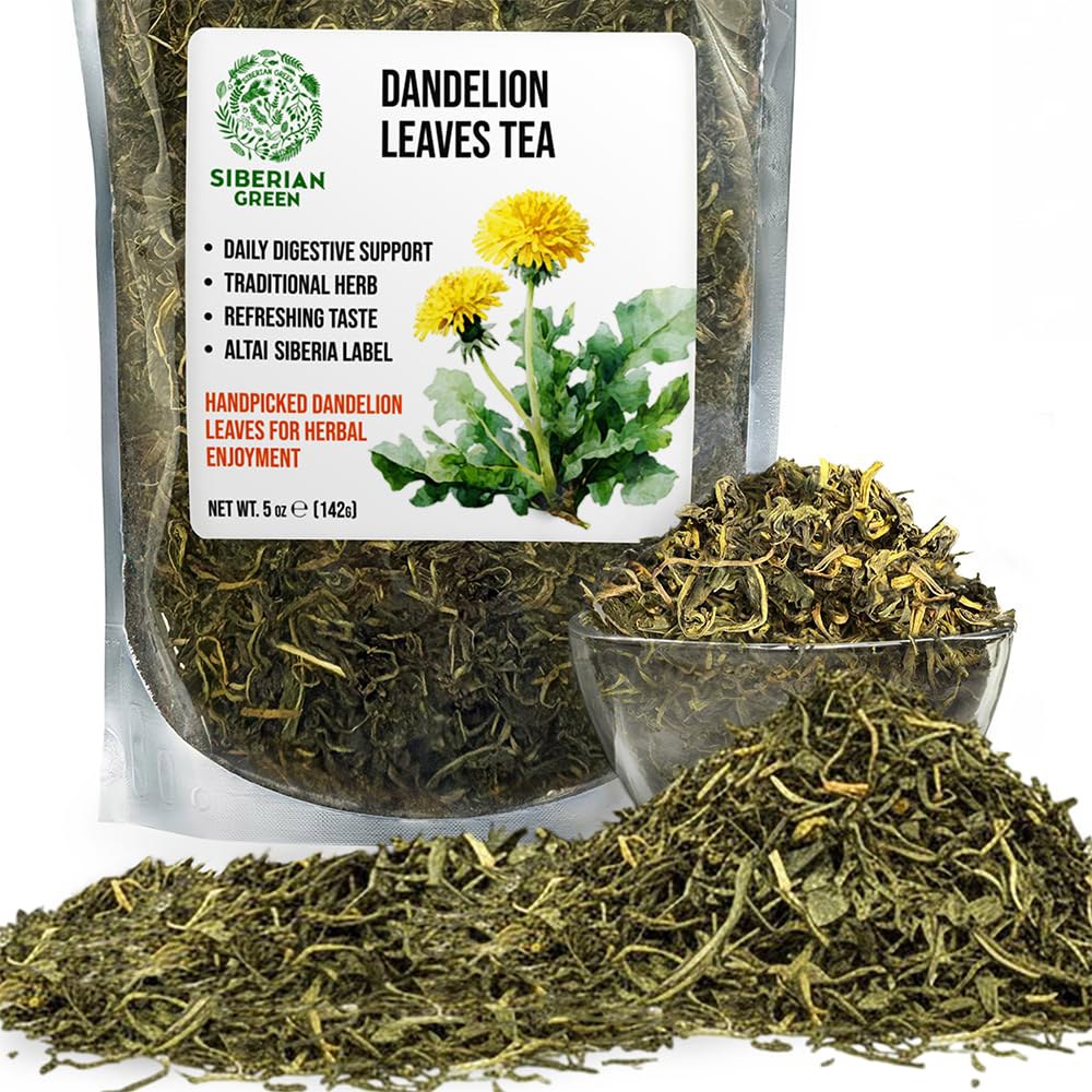Siberian Green 민들레 잎차 142g (5온스) 부드럽게 말린 깨끗한 카페인 프리 식물성 타락사쿰 오피시날레