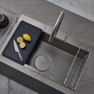 벨라고 세레니티 BLS-858 하이엔드 엠보 코팅 사각 싱크볼 (언더싱크필터, 도마 포함)