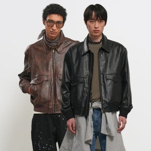 [제너럴아이디어 MAN] 워싱 페이크 레더 점퍼 [2COL] / GF1MJK001