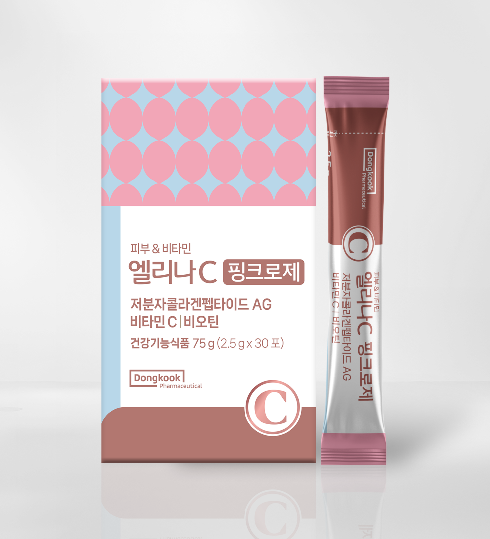 동국제약 엘리나C플러스 핑크로제 저분자콜라겐펩타이드 비오틴 비타민C 30포, 1개