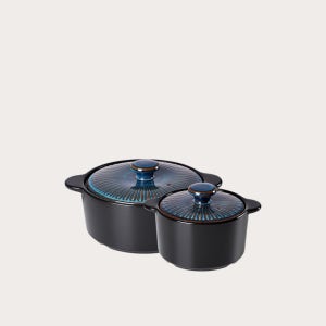 한국도자기리빙 리한 클램팟 세제 흡수 없는 무균열 뚝배기 2종세트(12cm+16cm), 오션블루