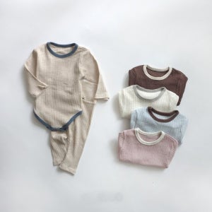 새로빈 아기 유아 봄 가을 모달 골지 바디슈트 상하세트