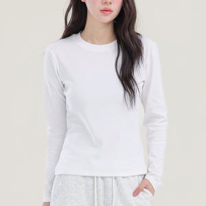 여성 레이어드 흰티 긴팔 기본티 면 이너 티셔츠 3XL