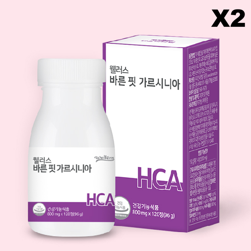 웰러스 바른 핏 가르시니아 800mg 알로에전잎 녹차추출물 함유 120정, 2개