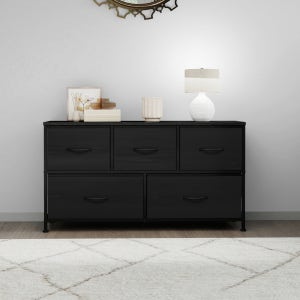 패브릭 2단 5문 서랍장 모던 TV수납장 1000x300x550mm, 차콜