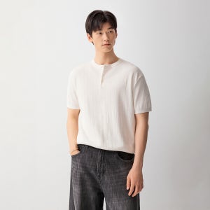 [N배송][코튼100] 스파오 헨리넥 반팔니트 SPKWG25M02
