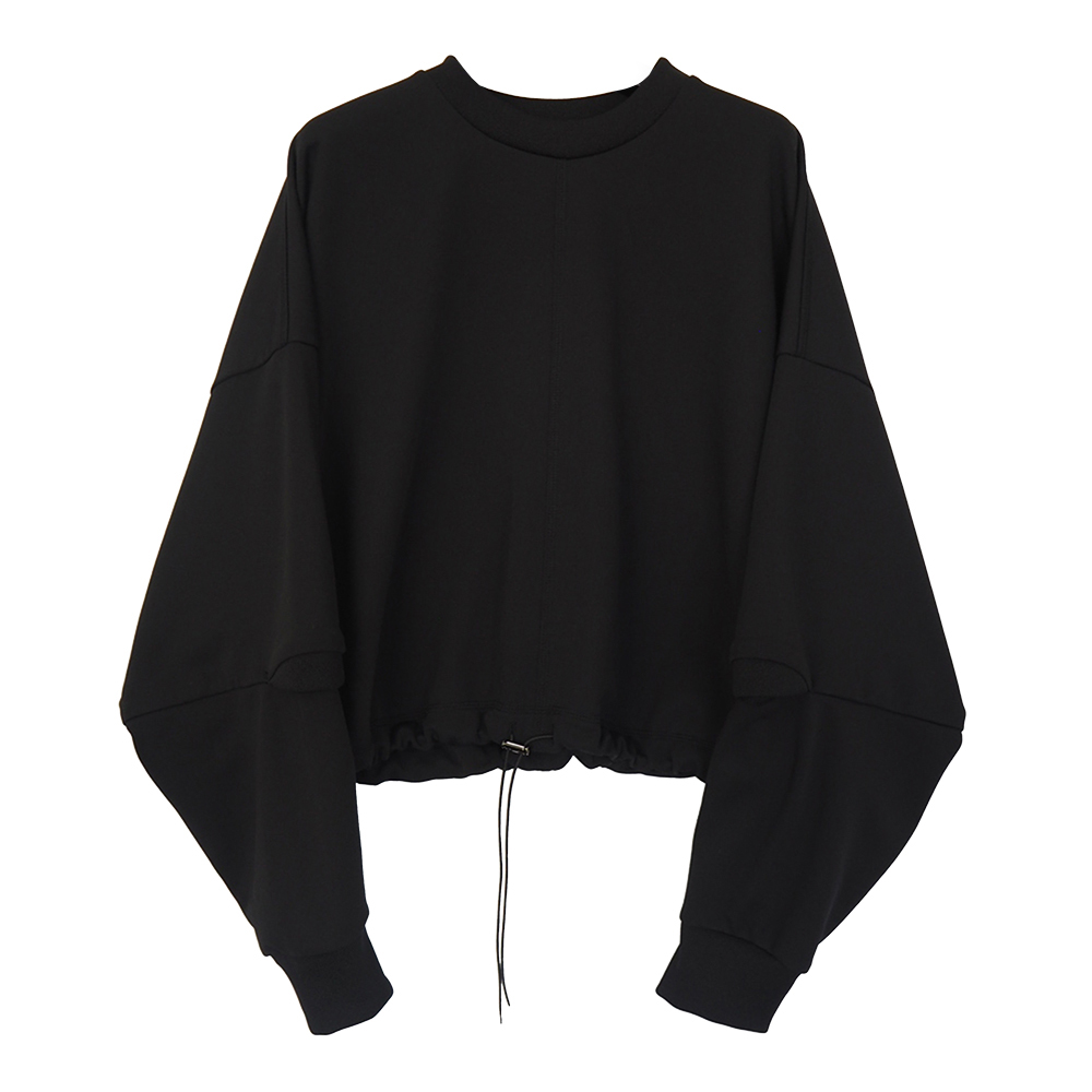 우조 여성 Draw Cord Cropped 블랙 티셔츠 U754-T04-906
