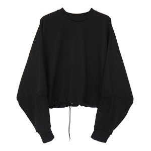 우조 여성 Draw Cord Cropped 블랙 티셔츠 U754-T04-906